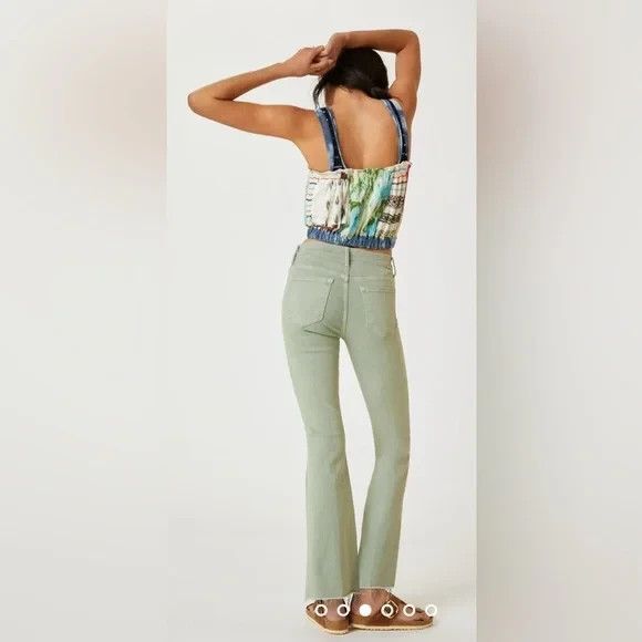 Mother The Hustler Ankle Fray Size 33 Second Chance Green Stretchy Boot Cut - Picture 3 of 14